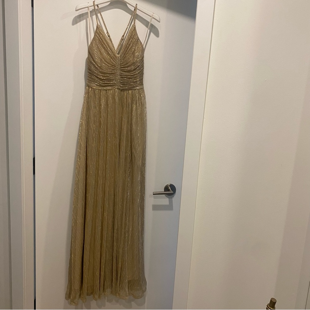gold strap maxi dress